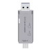 Четец за карти DeTech, USB Type-C - USB 3.0 OTG, SD, TF, сребрист - 17854