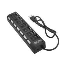 USB хъб No Brand, USB 2.0, 7 Порта, Черен - 12054