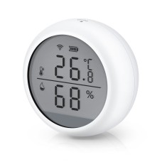 Смарт сензор No brand PST-WSD400B, За температура и влажност, LCD екран, Wi-Fi, Tuya Smart, Бял - 91010