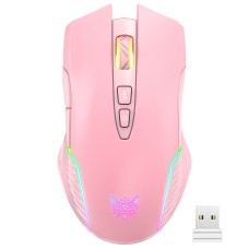 Геймърска мишка Onikuma CW905, Безжична, RGB, 7D, Розов - 769