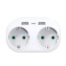 Удължител No brand, 2 гнезда, 250V, 16A, Без кабел, 2 x USB F, 1 х USB-C, Бял - 17891