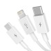 Кабел за зареждане Baseus Superior, 3 в 1, Micro USB, Lightning, Type-C, 1.0m, Бял - 40438