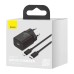 Мрежово зарядно устройство Baseus Super Si, 20W, С Кабел Type-C към Lightning, Черен - 40418