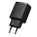 Мрежово зарядно устройство Baseus Compact, 20W, 1 x Type-C F, 1 x USB F, Черен - 40415