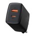Мрежово зарядно устройство Baseus Cube Fast Charger OS, 20W, 1 x Type-C F, 1 x USB F, Черен - 40406