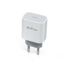 Мрежово зарядно устройство DeTech DE-30, 5V/3.0A 220V, 1 x Type-C F, PD, Бял - 40114